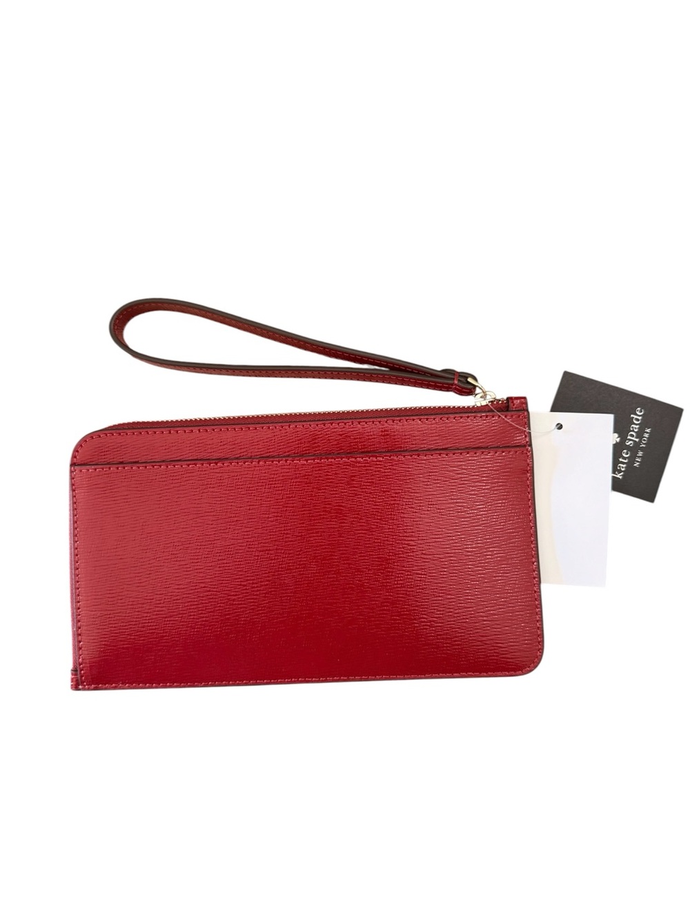 NWT Kate Spade Lucy Patent Medium L-Zip Wristlet in Ruby Red - Picture 3 of 3